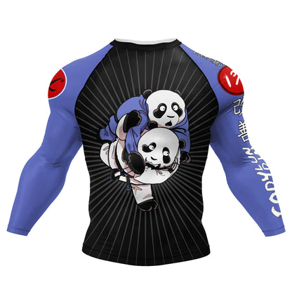 BJJ Grappling Pandas compression Long sleeve Rashguard